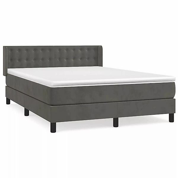 vidaXL Boxspringbett mit Matratze Dunkelgrau 140x190 cm Samt1396951 günstig online kaufen