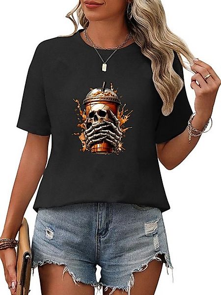 PYL Rundhalsshirt Damen Sommer Casual Oversize-Shirt Kurzarm Lockere Tops günstig online kaufen