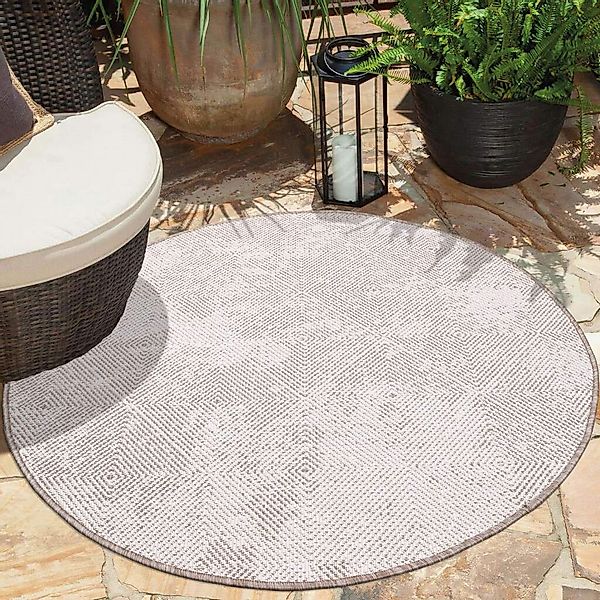 Carpet City Outdoorteppich »DUO RUG 5845«, rund, 5 mm Höhe, Wendeteppich We günstig online kaufen