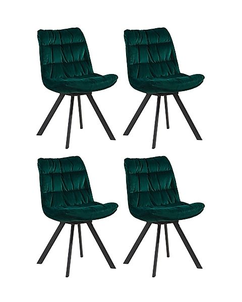 Home4You Polsterstuhl, 4er Set, Grün, Samt, günstig online kaufen
