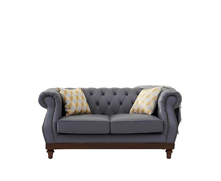 Xlmoebel 2-Sitzer Traditionelles Sofa - Graues Chesterfield-Stoffsofa für 2 günstig online kaufen