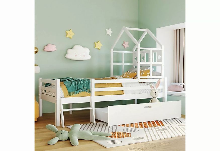 Sweiko Kinderbett, Hausbett mit Leiter und Schubladen, 90 x 200cm günstig online kaufen
