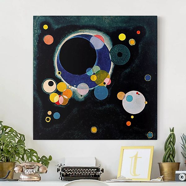 Leinwandbild - Quadrat Wassily Kandinsky - Skizze Kreise günstig online kaufen