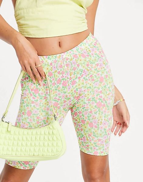 ASOS DESIGN – Leggings-Shorts mit Blümchenmuster-Mehrfarbig günstig online kaufen