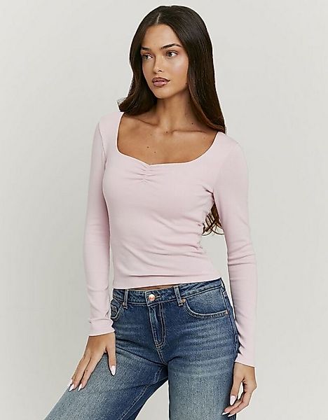 Tally Weijl Langarmshirt STSCOBIANCA Baumwollmischung, Shirt mit Sweetheart günstig online kaufen