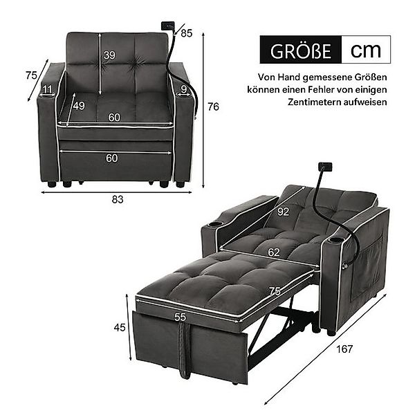 STILVORA Schlafsofa 3-in-1 couch mit schlaffunktion,verstellbare sofas mit günstig online kaufen