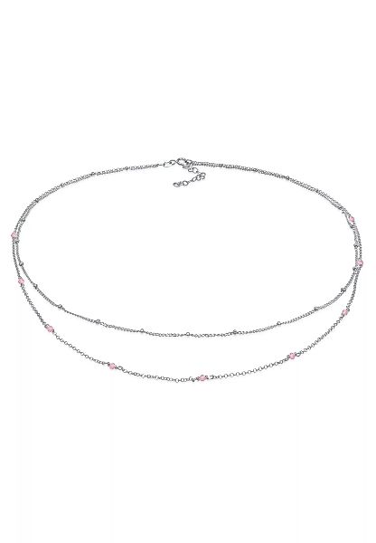 Elli Gliederkette "Layer Rosa Quarz Kugeln Beads 925 Silber" günstig online kaufen