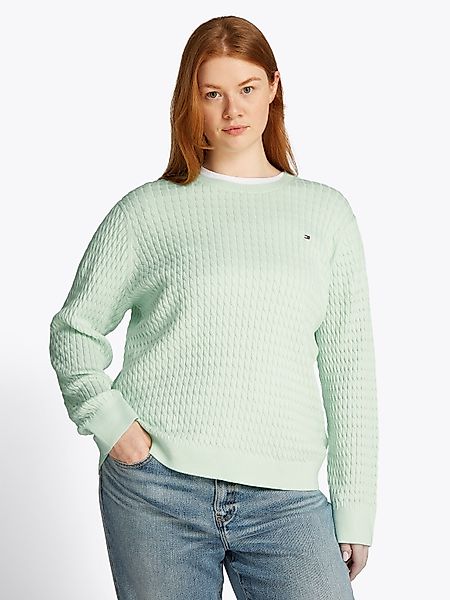 Tommy Hilfiger Curve Rundhalspullover "CRV CO CABLE C-NK LS SWEATER" in Gro günstig online kaufen