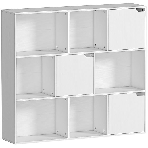 HOMCOM Bücherregal 9 Fächer mit 3 Türen – Modernes Aufbewahrungsregal 106 x günstig online kaufen