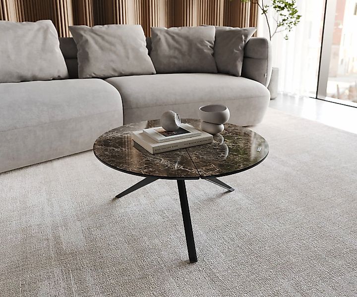 Couchtisch Delron 70x70 cm Keramik Laminam®Emperador Extra Lucidato Dunkelb günstig online kaufen