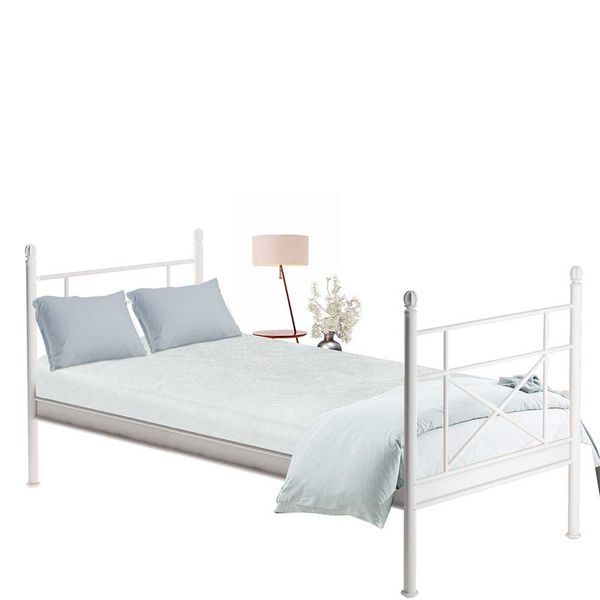 Weißes Metallbettgestell im Landhausstil 90x200 und 160x200 cm günstig online kaufen