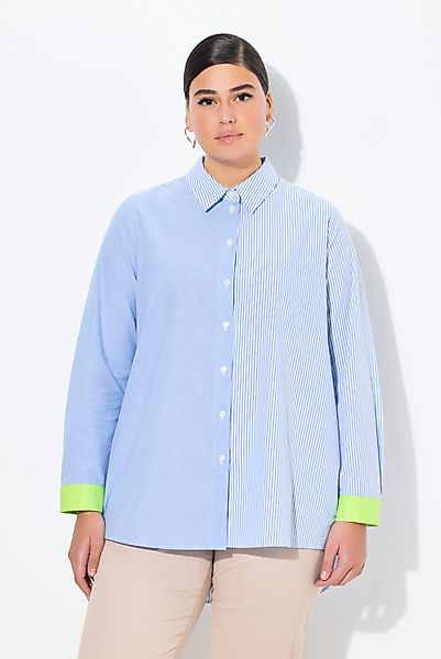 Ulla Popken Hemdbluse Bluse Patchlook Hemdkragen günstig online kaufen