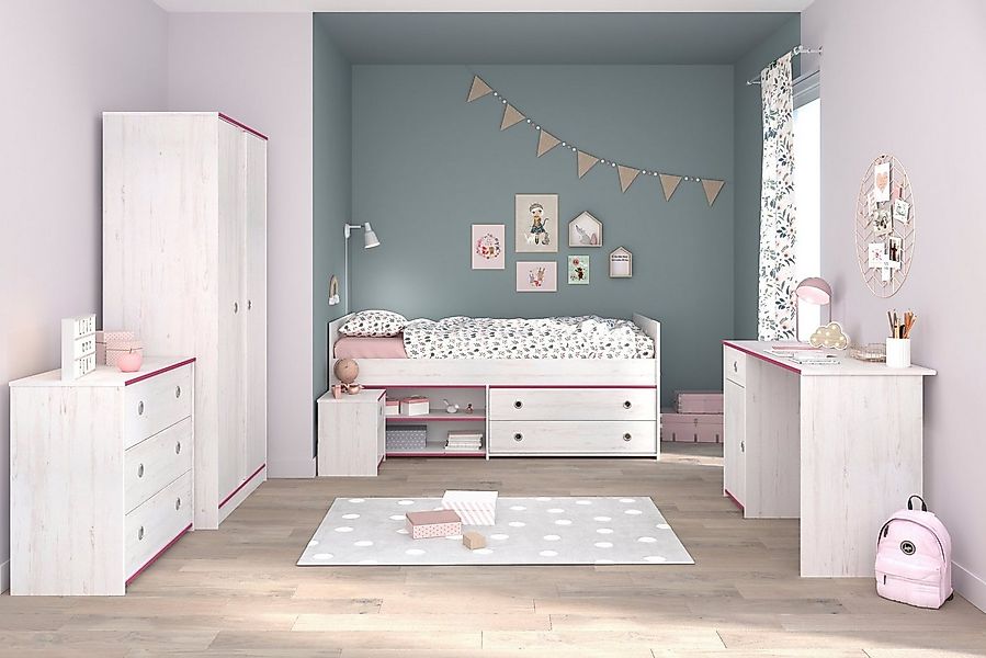 Parisot Jugendzimmer-Set Kinderzimmer Smoozy 36 Parisot 5tlg Bett Weiß günstig online kaufen