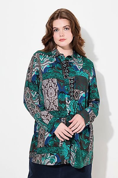 Ulla Popken Hemdbluse Hemdbluse Landhausmuster Hemdkragen günstig online kaufen