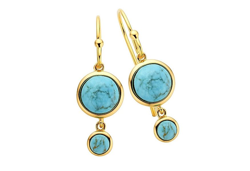 Zeeme Paar Ohrhaken Silber 925 vergoldet mit rek. Türkis günstig online kaufen