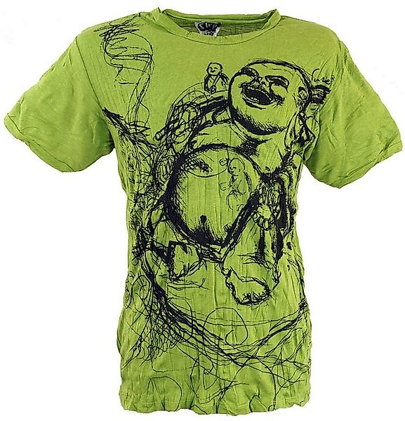 Guru-Shop T-Shirt Sure Herren T-Shirt Happy Buddha - lemon Festival, altern günstig online kaufen