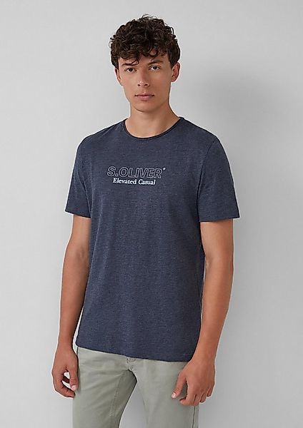 s.Oliver Kurzarmshirt T-Shirt Meliertes T-Shirt mit Rollkante und Frontprin günstig online kaufen