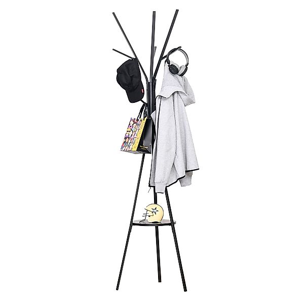 HOMCOM Garderobenständer Standgarderobe Kleiderständer 180 cm schwarz Metal günstig online kaufen