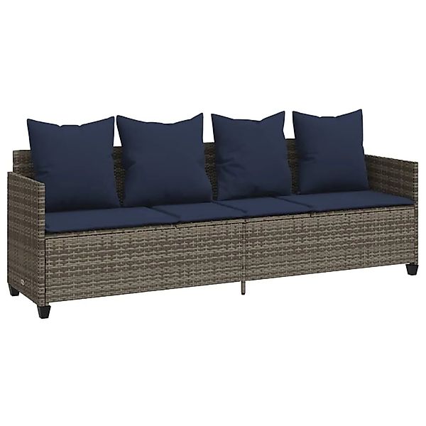 vidaXL Sonnenliege mit Kissen Grau Poly Rattan 368351 günstig online kaufen