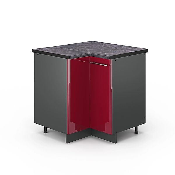 Vicco Eckunterschrank Fame-Line Bordeaux Hochglanz/Anthrazit 81 cm AP Anthr günstig online kaufen