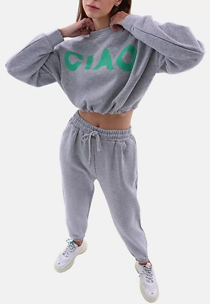 OSSY HOMER Hoodie Crop Trainingsanzug Set - Grau günstig online kaufen