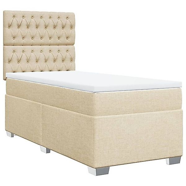 vidaXL Bett Boxspringbett mit Matratze Creme 90x200 cm Stoff günstig online kaufen