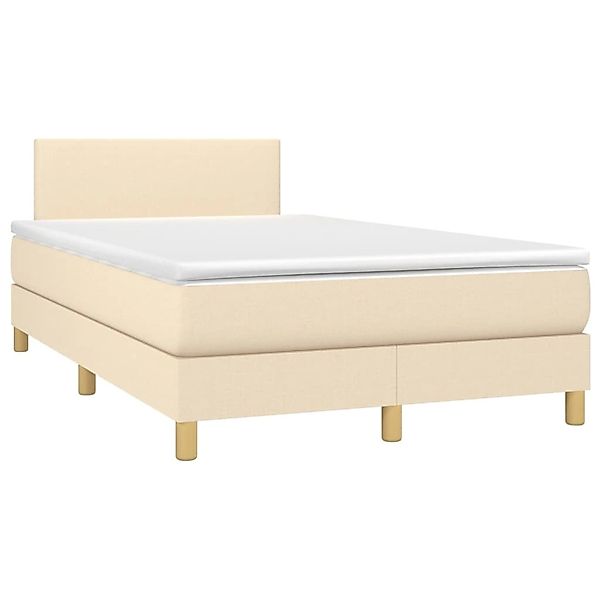 vidaXL Boxspringbett mit Matratze & LED Creme 120x200 cm Stoff 3133546 günstig online kaufen