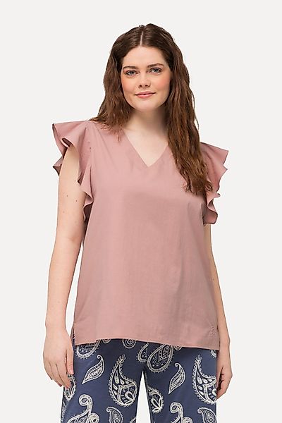 Ulla Popken Spitzenbluse Blusentop V-Ausschnitt Rückenausschnitt günstig online kaufen
