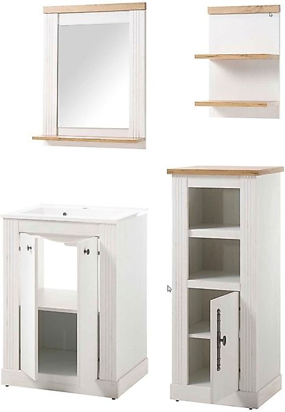 Home affaire Badmöbel-Set "WESTMINSTER, Bad im Landhausstil, 4-teiliges Bad günstig online kaufen