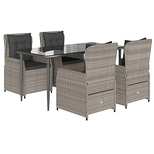 vidaXL 5-Tlg Garten-Essgruppe mit Kissen Hellgrau Poly Rattan 3262899 günstig online kaufen