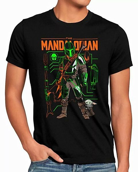 style3 T-Shirt Mando Schematics yoda star the mandalorian wars günstig online kaufen