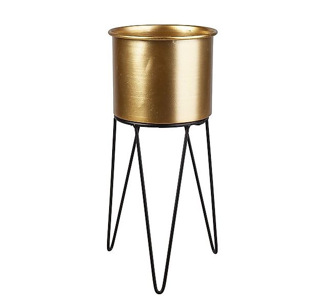 MICA Blumentopf Pflanztopf mit Ständer - gold/schwarz - aus Metall - ca. 16 günstig online kaufen