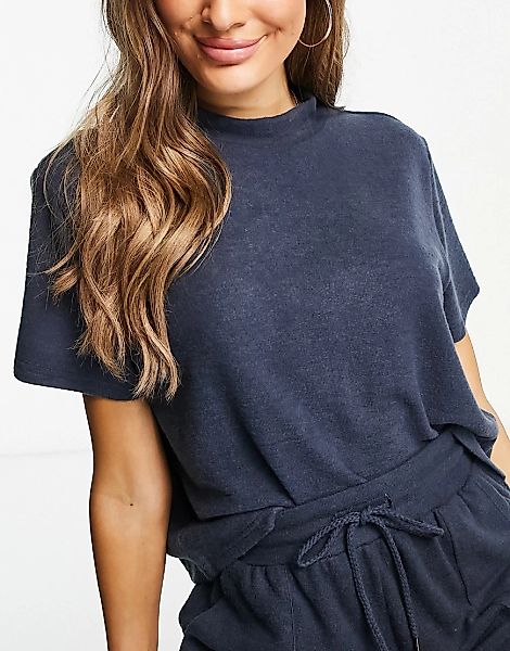 Cotton:On – Superweiches Pyjama-T-Shirt in dunkler Waschung, Kombiteil-Blau günstig online kaufen