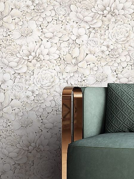 Newroom Vliestapete, Beige Tapete Floral Blumen günstig online kaufen