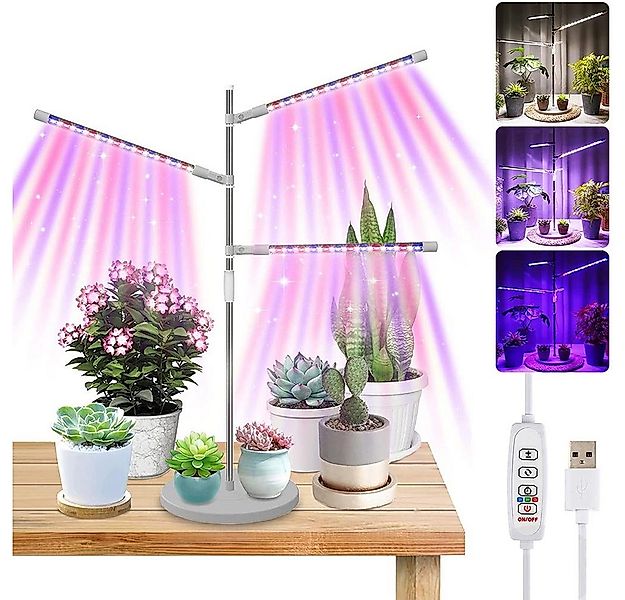 MUPOO Pflanzenlampe Vollspektrum Pflanzenlampe USB, 72 LEDs, 3 Köpfe, 10 Di günstig online kaufen