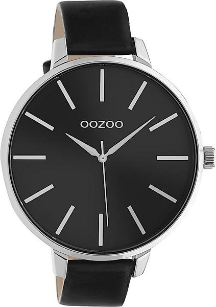 OOZOO Quarzuhr XL Damenuhr C10714 Schwarz Lederband 48 mm günstig online kaufen