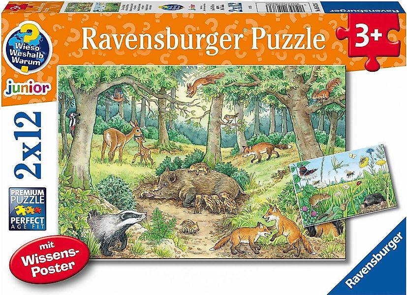 Ravensburger Puzzle Wieso? Weshalb? Warum? Junior, Tiere im Wald und auf de günstig online kaufen