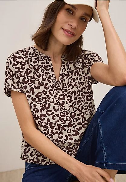 Gemusterte Split Neck Bluse günstig online kaufen