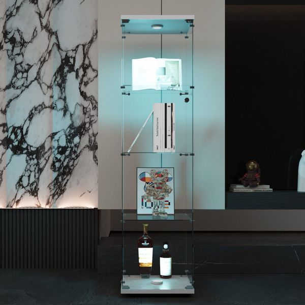 FUROKOY Glasvitrine Standvitrine, Modern Glas Vitrinenschrank günstig online kaufen