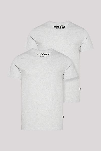 CAMP DAVID V-Shirt 2 Stk. tlg. gerade Form, Baumwolle, V-Ausschnitt günstig online kaufen