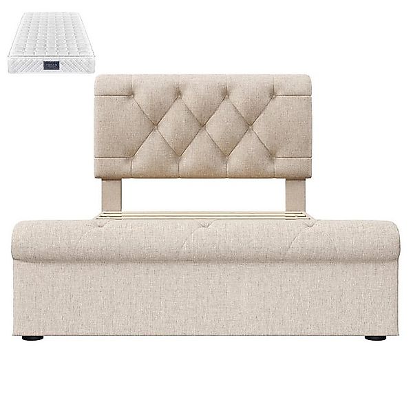 Gotagee Massivholzbett Einzelbett Polsterbett 90x200cm Funktionsbett Gästeb günstig online kaufen