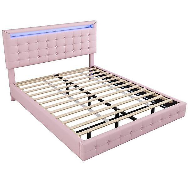 Gotagee Polsterbett Flachbett Modern LED Doppelbett Hängebett 140x200cmPU R günstig online kaufen