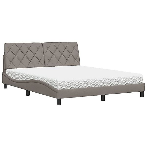 vidaXL Bett Bett mit Matratze Taupe 160x200 cm Stoff günstig online kaufen