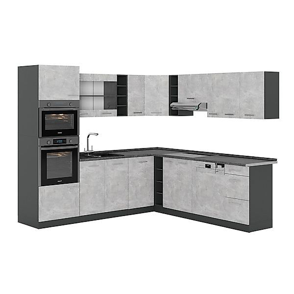 Vicco R-Line Eckküche Beton/Anthrazit 237 x 247 cm AP Anthrazit günstig online kaufen