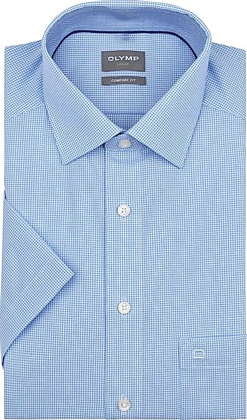 OLYMP Hemd  Luxor Kurzarm Karo Blau - Größe 47 günstig online kaufen