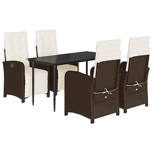 vidaXL 5-Tlg Garten-Essgruppe mit Kissen Braun Poly Rattan 3212544 günstig online kaufen