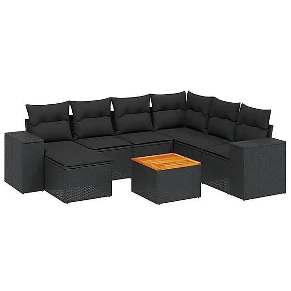 vidaXL 8-Tlg Garten-Sofagarnitur mit Kissen Schwarz Poly Rattan 3257889 günstig online kaufen