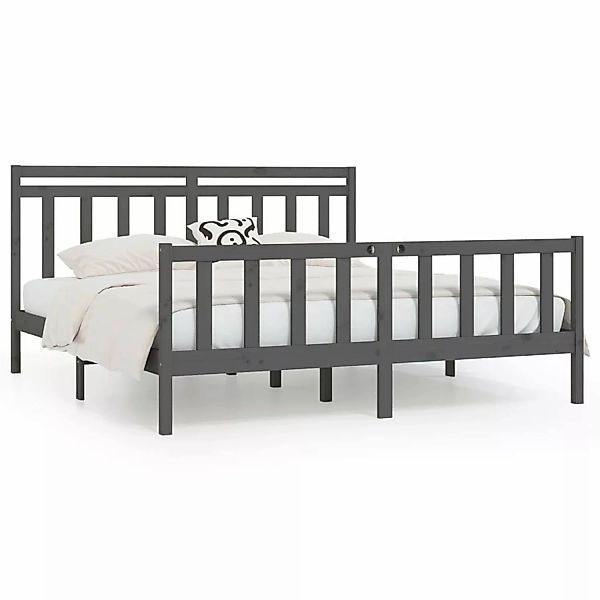 Vidaxl Massivholzbett Grau Kiefer 200x200 Cm günstig online kaufen