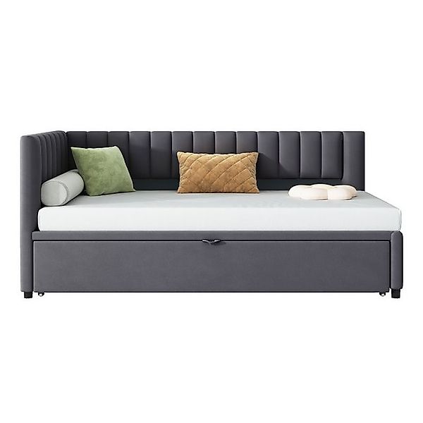 HAUSS SPLOE Polsterbett 90/180x200cm mit Ausziehbett, L-förmiges Schlafsofa günstig online kaufen