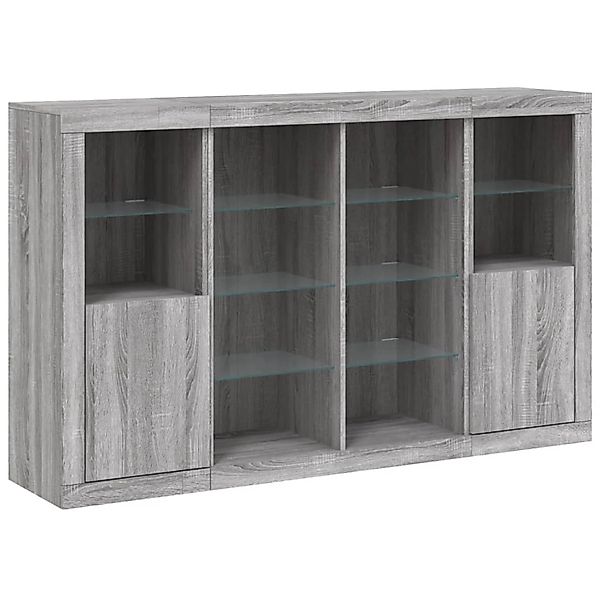 vidaXL Sideboards mit LED-Leuchten 3 Stk Grau Sonoma Holzwerkstoff 3209140 günstig online kaufen